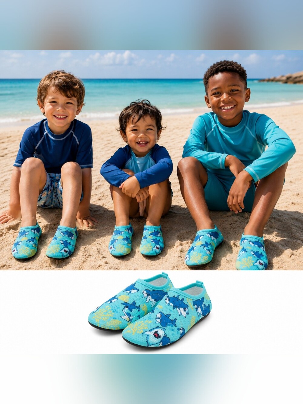 🍎 Nwt Shark Watershoes Beach Water Fun Play Shoes